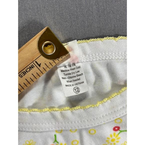 Strawberry Kids Size 12 White Floral Print Tank Top Yellow Trim Y2K - Picture 3 of 6